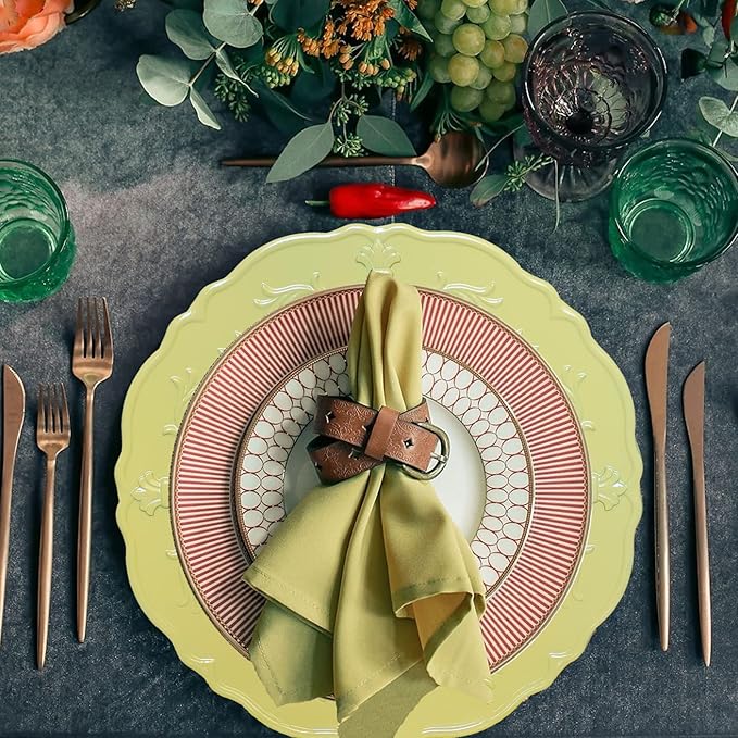 Spsyrine Light Yellow Charger Plate, 13" Embossed Plastic Table Plate Chargers for Dinner, Set of 6 Elegant Decorations for Wedding, Dining, Party Events.