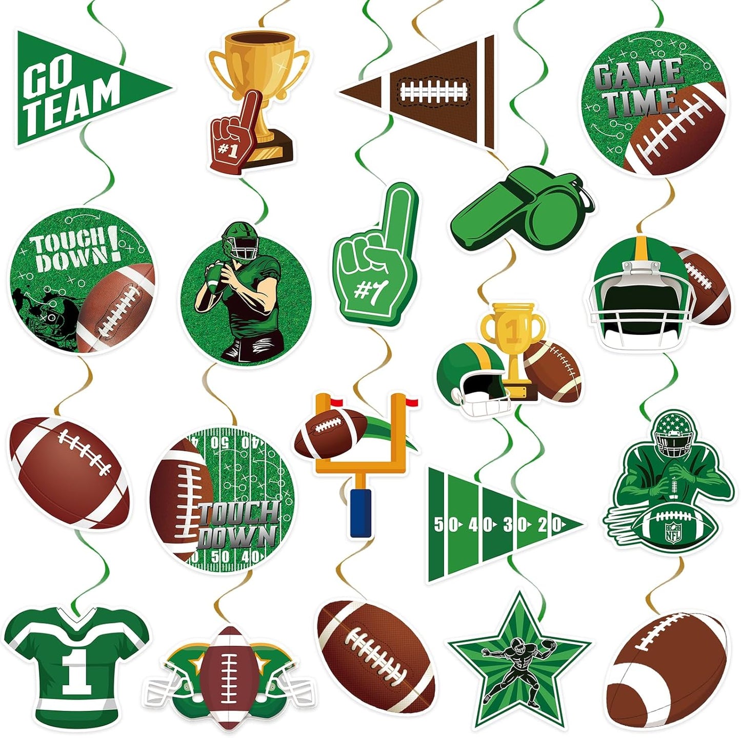 40Pcs Football Hanging Swirl Football Party Decorations Sports Football Theme Party Swirls Football Ceiling Hanging Swirls Football Hanging Decorations for Sport Football Birthday Party Decor