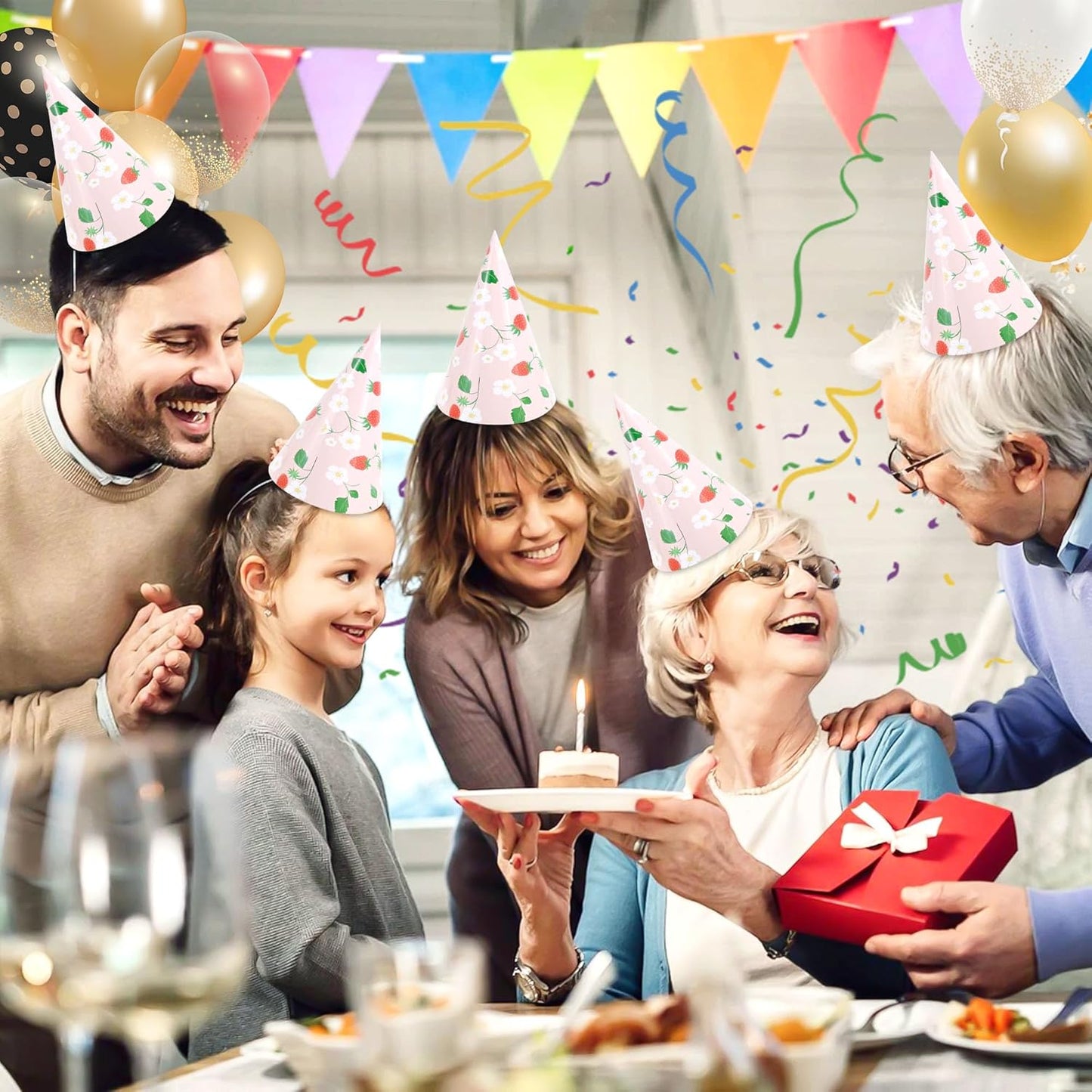 CANREVEL Party Hats for Kids and Adults, Party Supply for Party Decorations, Party Headwear for Birthday Celebration