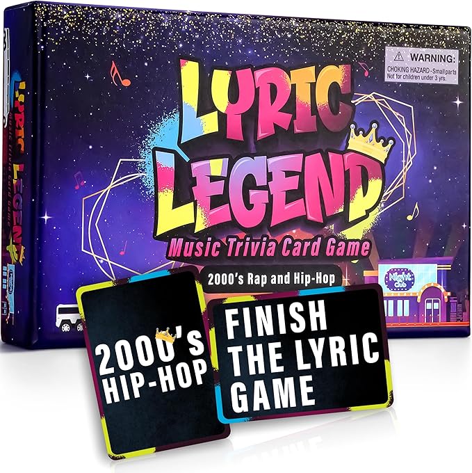 Lyric Legend 2000s Hip-Hop and Rap Music Trivia Game Collection – Expandable Multi-Deck Finish The Lyrics Party Game Set for Game Night, Families & Groups - 3 Games in One Box!