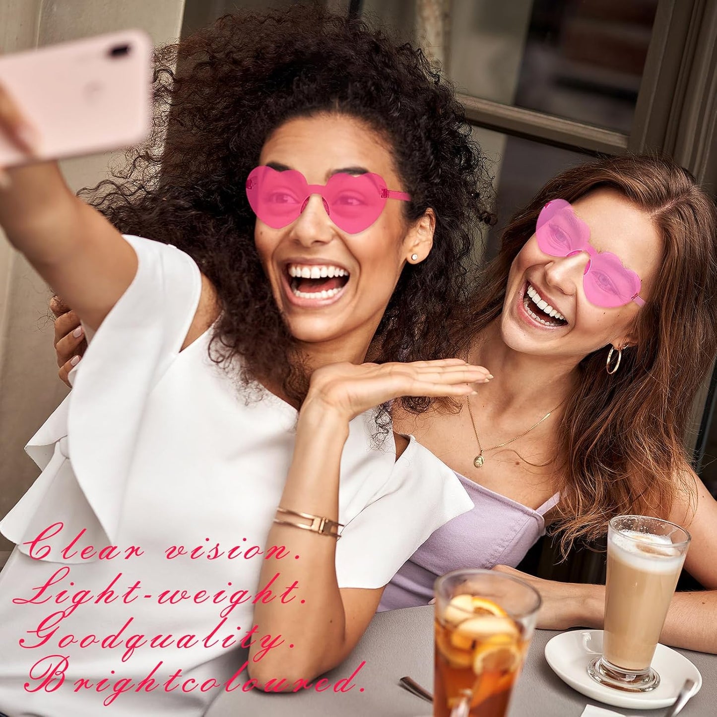 30PCS Heart Shaped Sunglasses Candy Color Rimless Glasses Cute Fun Colored Rave Party Sunglasses Party Favors