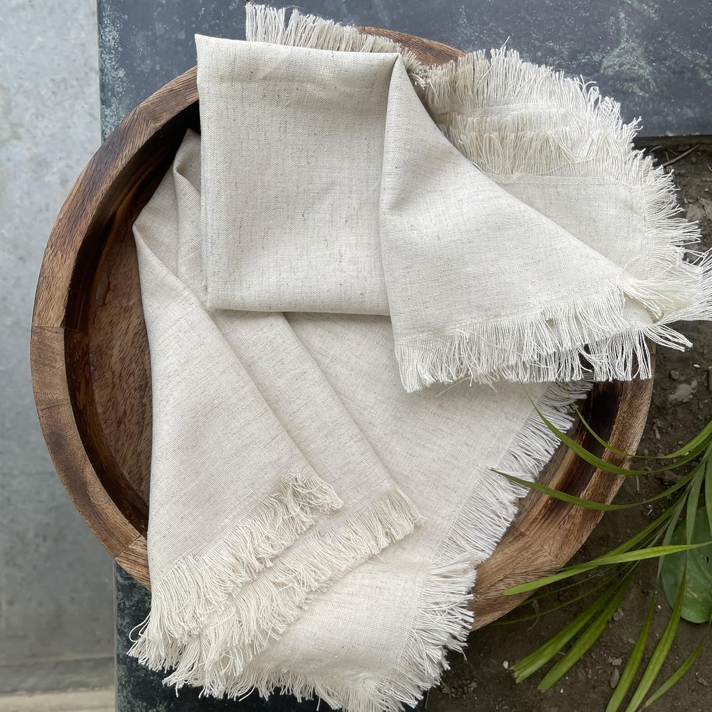 Bedding Craft Linen Flax Cotton Cloth Napkins 18x18 Set of 72 – Natural Fabric with Fringed Corners – Machine Washable Dinner Napkins for Weddings, Baby Showers, Parties & Table Décor (6 Dozen)