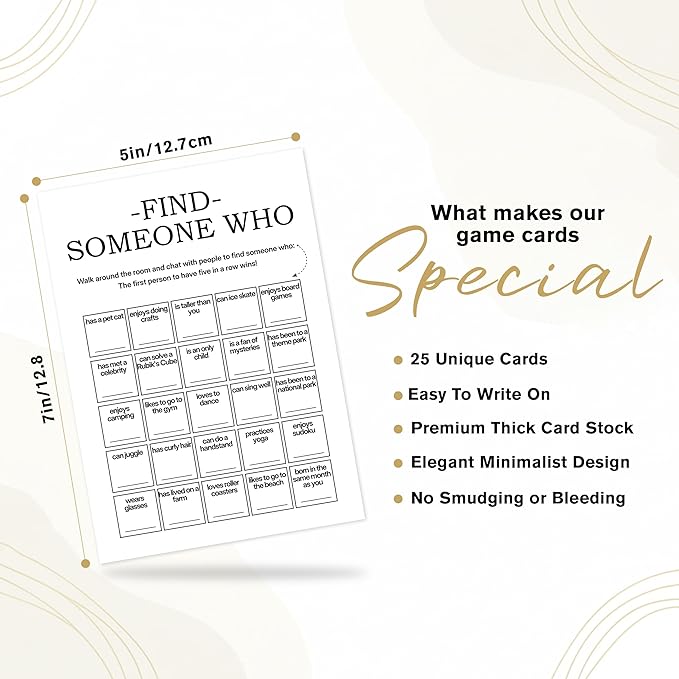 Sahjzk Find Someone Who Bingo Cards, 25 Unique Sheets, Team Building Games for Work, Icebreaker Fun, Engaging Office Games, Team Building Activity for Employees and Groups