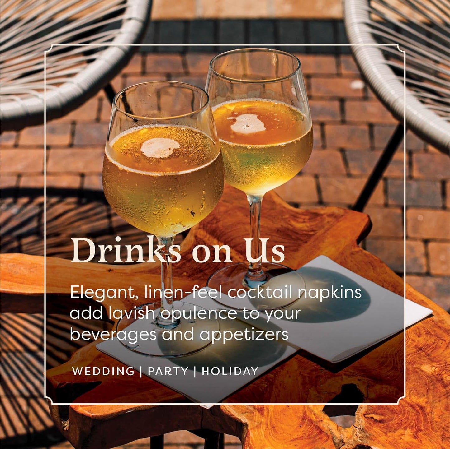 Linen-Feel Cocktail Napkins - Decortive Cloth-Like Cream Dessert And Beverage Napkins - Soft And Absorbent. For Restaurant, Bar, Cafe, Or Event. (Pack of 100)