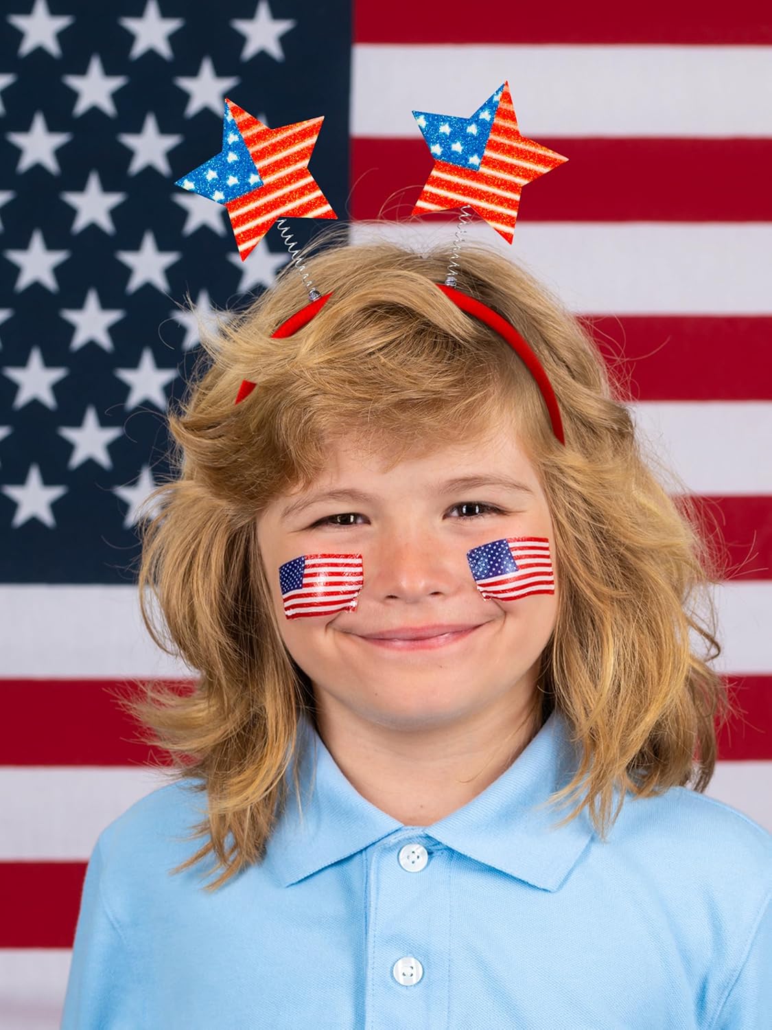 Blowata 12PCS 4th of July Headband, USA Headbands, Patriotic Headbands Head Boppers for Independence Day Parade Celebration