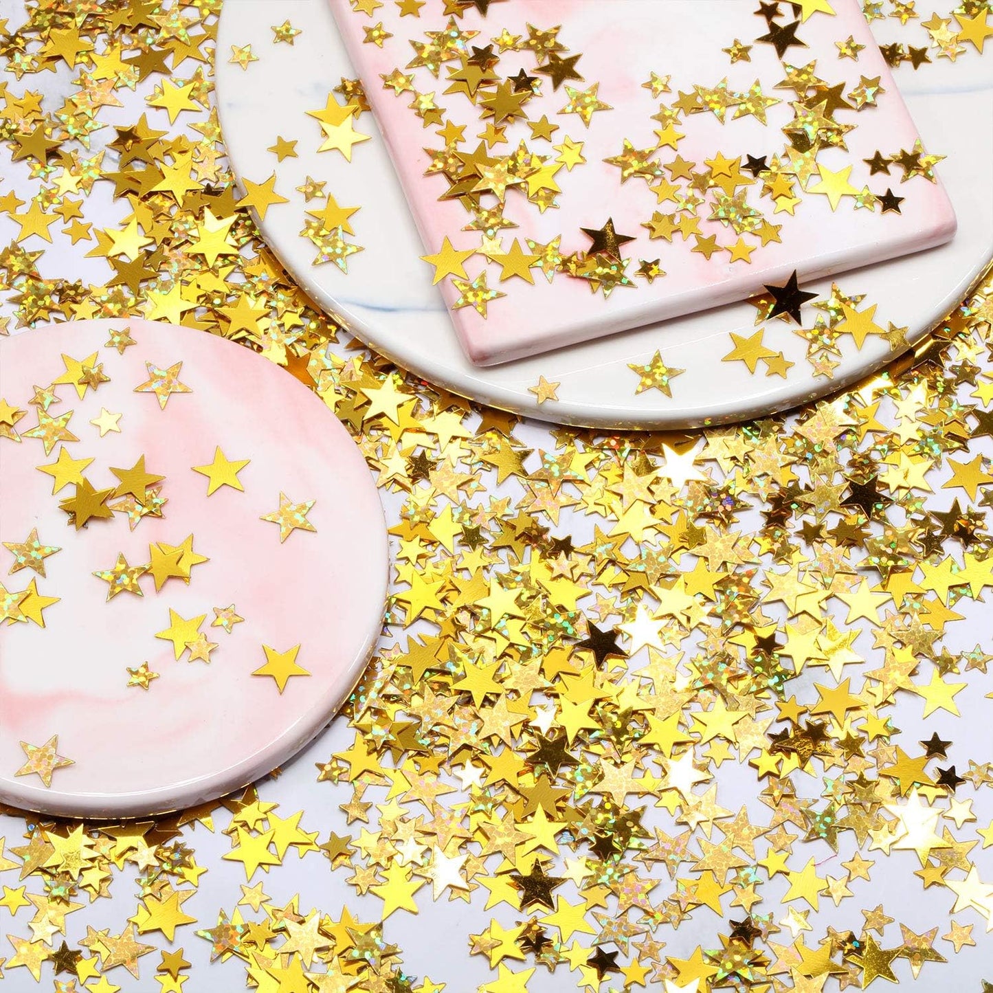 Hestya 60g Star Confetti Glitter Table Confetti Metallic Foil Stars for Christmas Party Wedding Festival Decorations(Glitter Gold Set,10mm and 6mm)