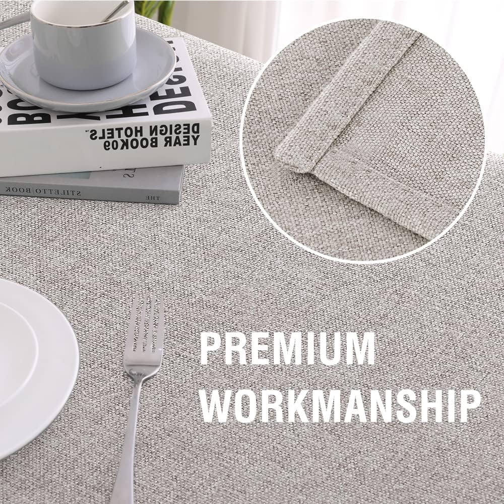 H.VERSAILTEX Linen Textured Tablecloth 60 x 84 Waterproof Decorative Table Cloth Spill-Proof Linen Look Cover for Party Table Extra Soft and Thick Fabric Wrinkle Free, Heather Taupe
