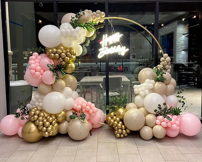 Pink and White Gold Balloons Arch Kit-164pcs Sand White Gold Pink Balloons Garland Kit for Mothers Day, Birthday, Christening, Baby Shower, Bridal Shower, Engagement Party Decorations