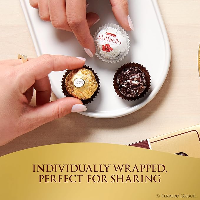 Ferrero Rocher Collection, Premium Gift Set, Hazelnut Milk Chocolate, Dark Chocolate and Coconut, 48 Count, 4.6 oz