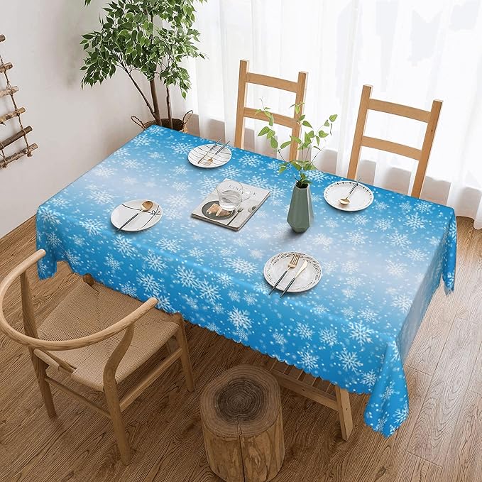 YCness Winter Christmas Snowman Tablecloth, Christmas Tree Cartoon Gift Watercolor Snow Nature Seasonal Decoration Table Cover for Dinner Birthday Holiday Party Kitchen Colorful Red White 55x55 Inch