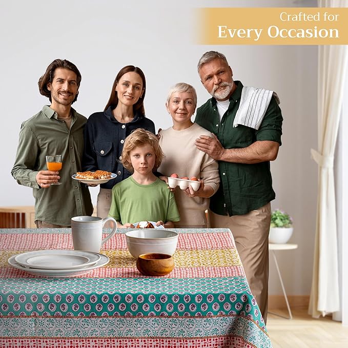 Maison d' Hermine Table Cloth Rectangle Table 100% Cotton 70 x 108 Inches Tablecloth Reusable Decorative for Dining Room Farmhouse Home Valentines Day Decorations Spring Summer - Provence