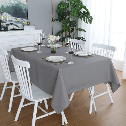 FOLINS&HOME Light Grey Rectangle Tablecloth 60 x 120 Wrinkle Free Waterproof Polyester Table Cloths, Spillproof Heavy Duty and Washable Table Cover for Party, Indoor and Outdoor-Oblong/Rectangular