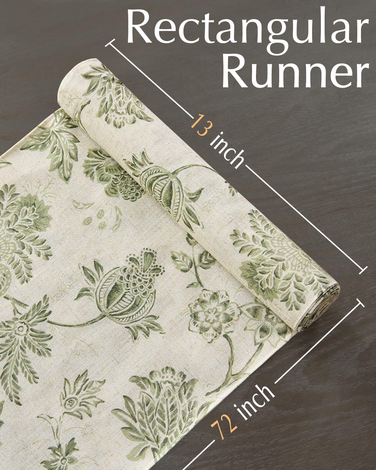 jinchan Linen Table Runner for Kitchen Farmhouse Table Cloth French Country for Party Wedding Birthday Dining Table Indoor Outdoor Decor 13 x 72 Inch 1 Panel Sage Green