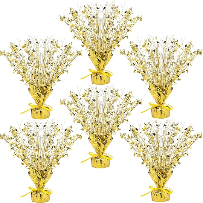 Crowye 6 Pcs Metallic Foil Spray Centerpiece Party Star Fall Table Decoration Valentine's Day New Year 2026 Table Decor for Birthday Party Holiday(Gold,Small Star)