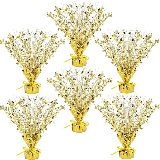 Crowye 6 Pcs Metallic Foil Spray Centerpiece Party Star Fall Table Decoration Valentine's Day New Year 2026 Table Decor for Birthday Party Holiday(Gold,Small Star)