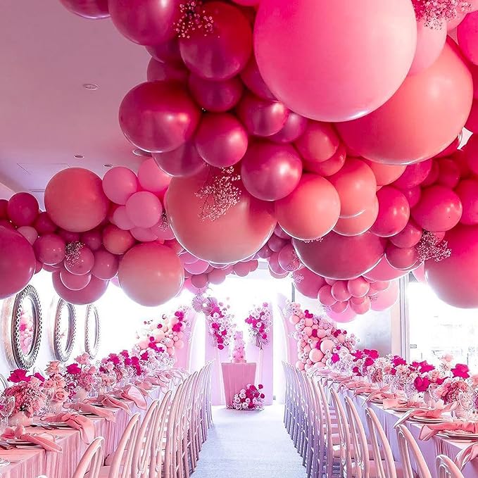 PartyWoo Hot Pink Balloons 140 pcs Different Sizes of 18 12 10 5 Inch Magenta Fuchsia Balloon Arch Kit Garland for Baby Shower Wedding Bridal Shower Anniversary Birthday Party Decorations Pink-Y12