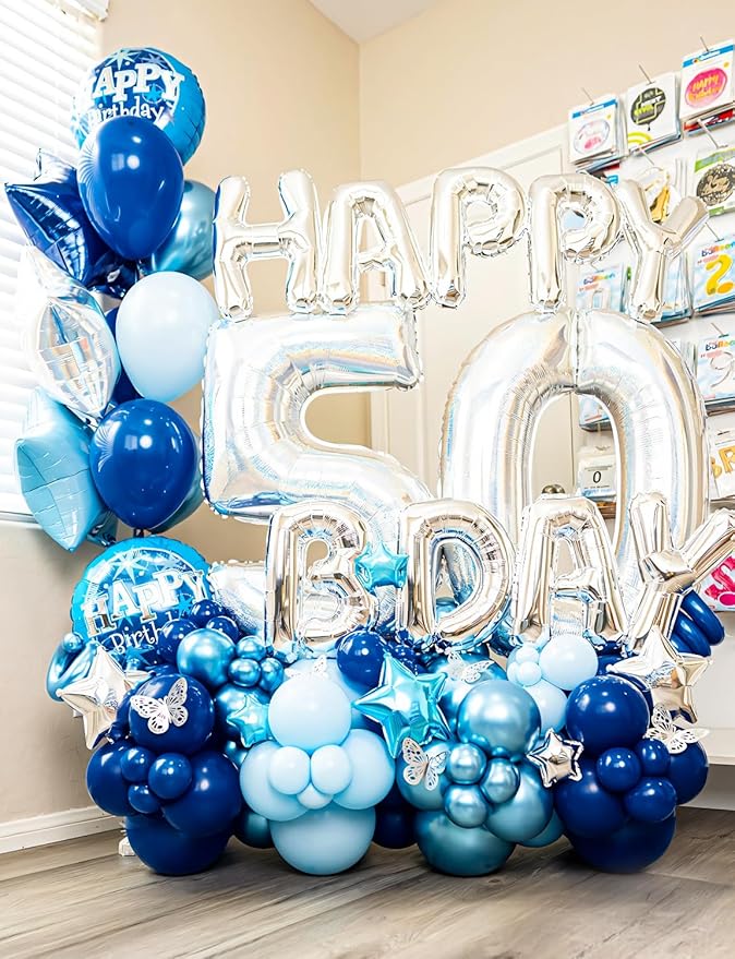 Navy Blue and Gold Balloons Garland Arch Kit, Graduation Balloon Arch Kit with Metallic Navy Blue Gold and Confetti Balloons for Graduation, Birthday, Baby Shower, Wedding,Celebration Party Decoration
