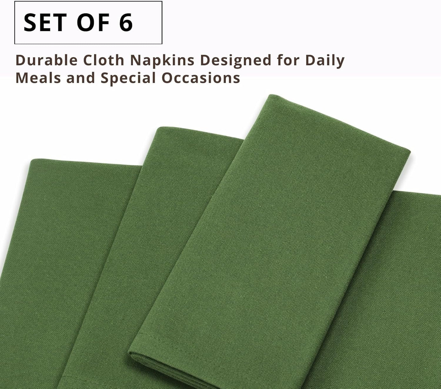 PurpleEssences Set of 6 Cloth Dinner Napkins 100% Cotton 18x18 Inch - Soft Durable Washable - Ideal for Farmhouse Party Fall Thanksgiving - Perfect Everyday Use Table Linen - Sage Green