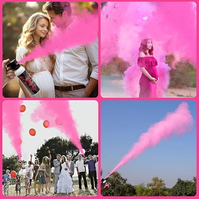 Gender Reveal Fire Extinguisher 2 Pack, Gender Reveal Decor, Baby Girl Reveal Party Ideas 100% Biodegragable for Party Decorations（Pink）