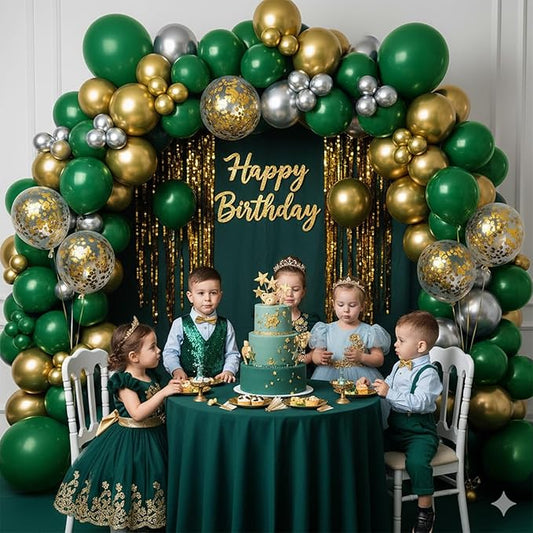 Patimate Dark Green Balloons - 100pcs 12 Inch Forest Green Latex Party Balloons for Christmas Jungle Football Tropical Safari Wedding Graduation Birthday Party Decorations