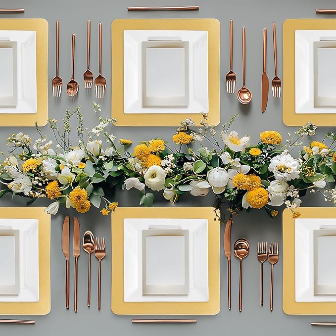 MAONAME Gold Charger Plates, Plastic Plate Chargers Set of 6, 13" Round Chargers for Dinner Plates, Decorative Table Charger for Wedding, Table Setting