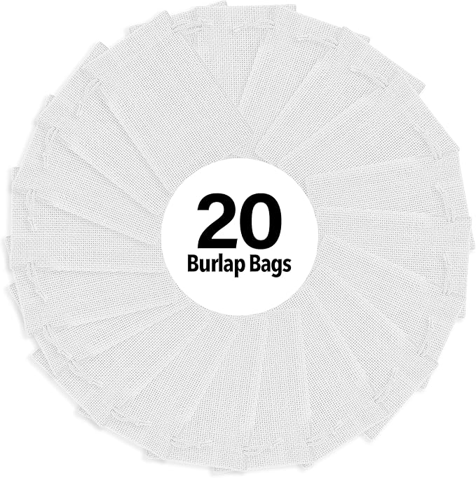 Mandala Crafts 8X10 Inch White Burlap Drawstring Gift Bags for Favors - 20 Large Linen Sacks Gift Pouches for Candy, Coffee, Jewelry, Wedding, and Party Supplies