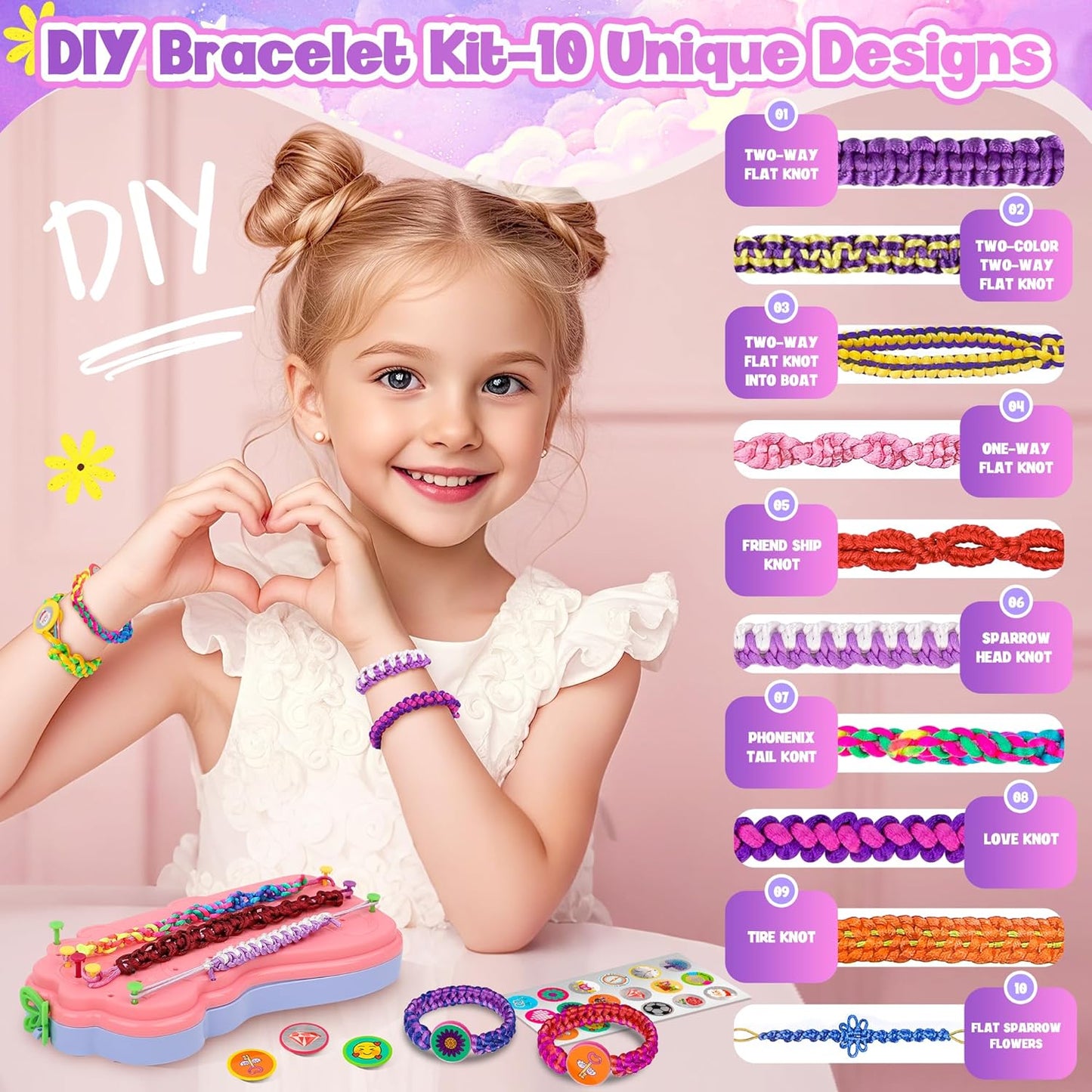 Bracelet Making Kit for Girls, Arts and Crafts for Kids Ages 8-12, Friendship Bracelet Kit, Bracelets String Maker Toys Set Gifts for Kids 6 7 8 9 10 11 12+ Years Old, Chirsmas Birthday