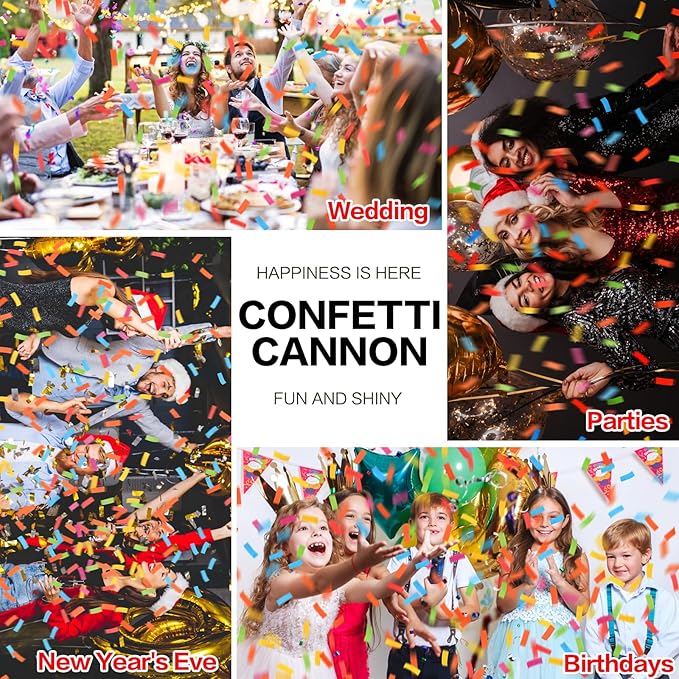 Confetti Cannon 6Pack Biodegradable Confetti Poppers Multicolor Party Confetti Shooters Party Poppers 12inch Cannon Launches 15-20ft for Birthday Wedding Graduation New Years Celebration Decorations