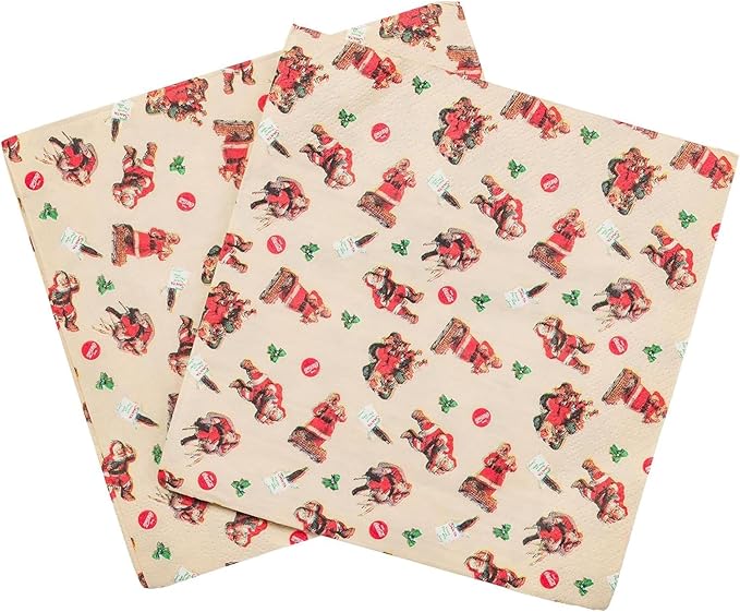 Silver Buffalo Coca-Cola Vintage Santa Christmas Collage 32 Pack Partyware Disposable Paper Plates and Napkins