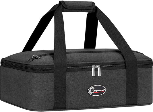 GhvyenntteS Insulated Casserole Carrier for Hot or Cold Food, Collapsible Insulated Food Carrier Lasagna Lugger Tote for Potluck Parties/Picnic/Travel, Fits 9"x13" Baking Dish, Grey