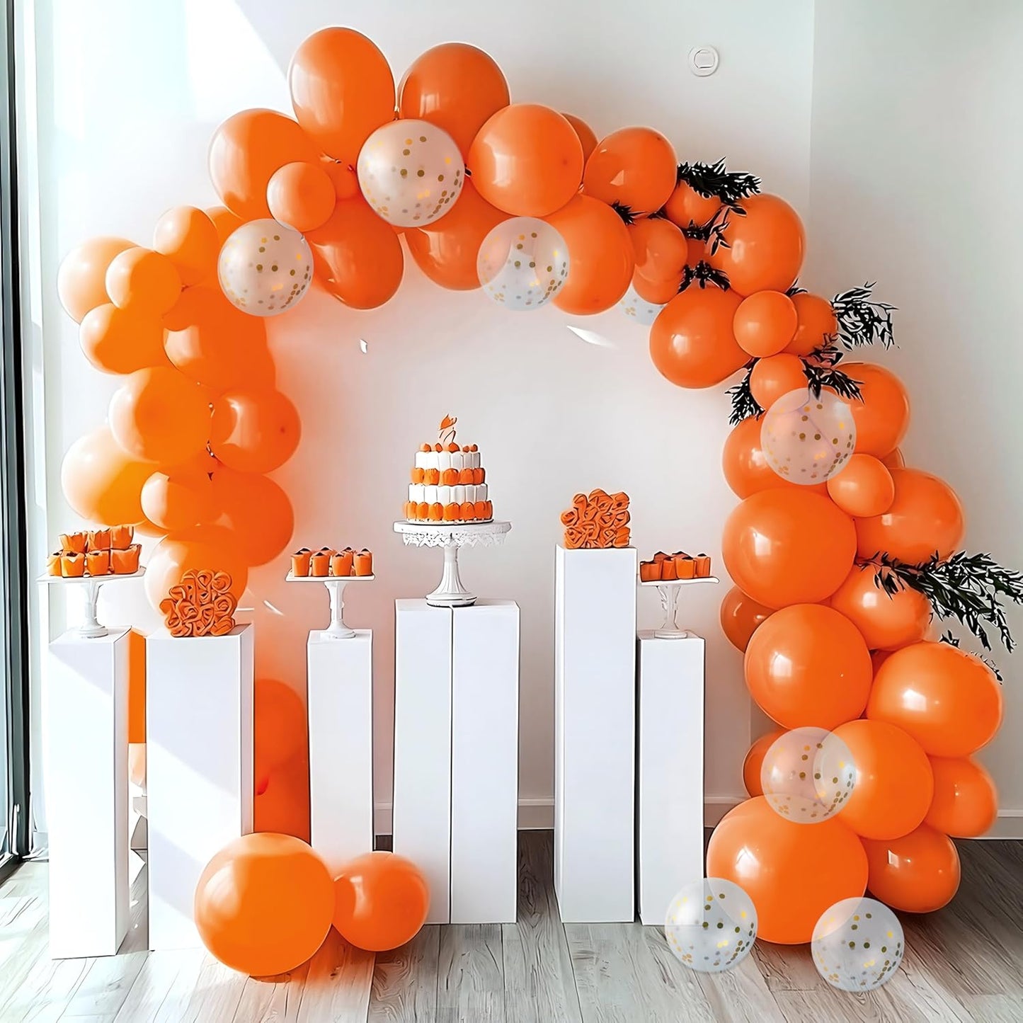 JOYIN 150 Pcs Orange Balloons, Different Sizes 18 12 10 5 Inch Orange Latex Balloon Arch Kit with Instruction for Birthday Party Graduation Wedding Holiday Decoration