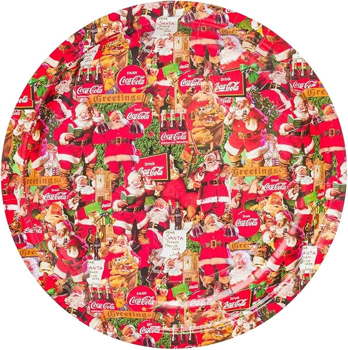 Silver Buffalo Coca-Cola Vintage Santa Christmas Collage 32 Pack Partyware Disposable Paper Plates and Napkins
