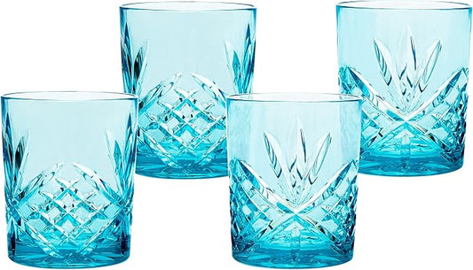 Godinger Acrylic Whiskey Glasses, Shatterproof and Reusable Whiskey Glass Tumbler Cups - Dublin Collection, Set of 4