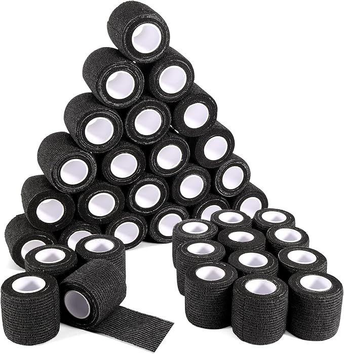 36 Rolls Black Sensi Wrap Elastic Self Adhesive Bandage Wrap 2 Inch, Breathable Cohesive Bandage, Ankle Sprains Swelling Sports Athletic Grip Tape, Dogs Pet Vet Wrap