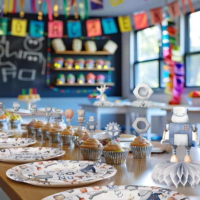 Robot Party Decorations - Robot Party Plates and Napkins for Kids Birthday Party, Serves 40 Guests