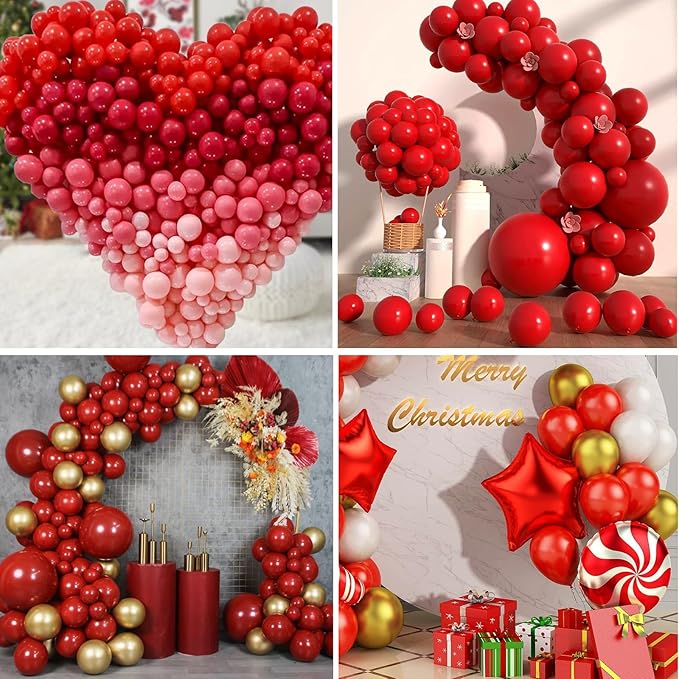 Red and White Balloons Arch Kit,130pcs Red Latex Balloon Garland,Different Sizes White Balloon for Wedding,Mother's Day,Valentine's Day,Birthday,Christmas Party Decorations