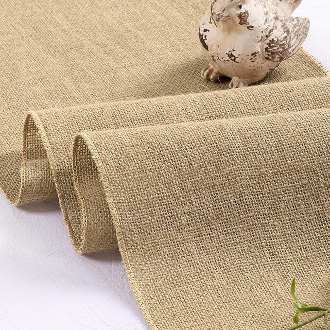 MLMC Natural Burlap Table Runner Rustic Boho Jute Table Runner 13" x 72" Summer Farmhouse Vintage Jute Fabric for Home Wedding TV Stand Crafts Party Dining Table Decor