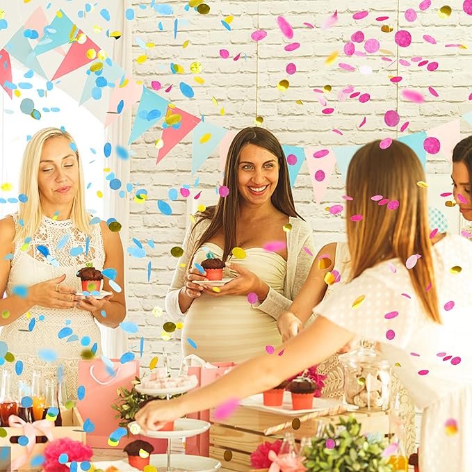 8 PCS Gender Reveal Confetti Pink or Blue Confetti for Baby Shower Boy or Girl Gender Reveal Party Supplies Decorations