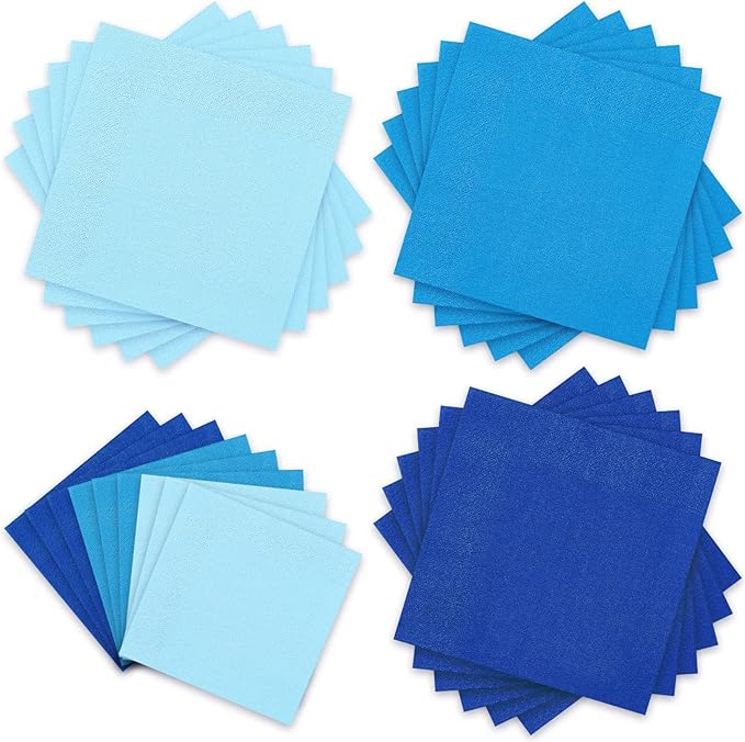 Whaline 150 Pack Blue Paper Napkins 6.5 x 6.5 Inch 3 Colors Luncheon Napkins Blue Theme Disposable Paper Napkins Dinner Napkins for Winter Party Celebration Supplies Table Decorations