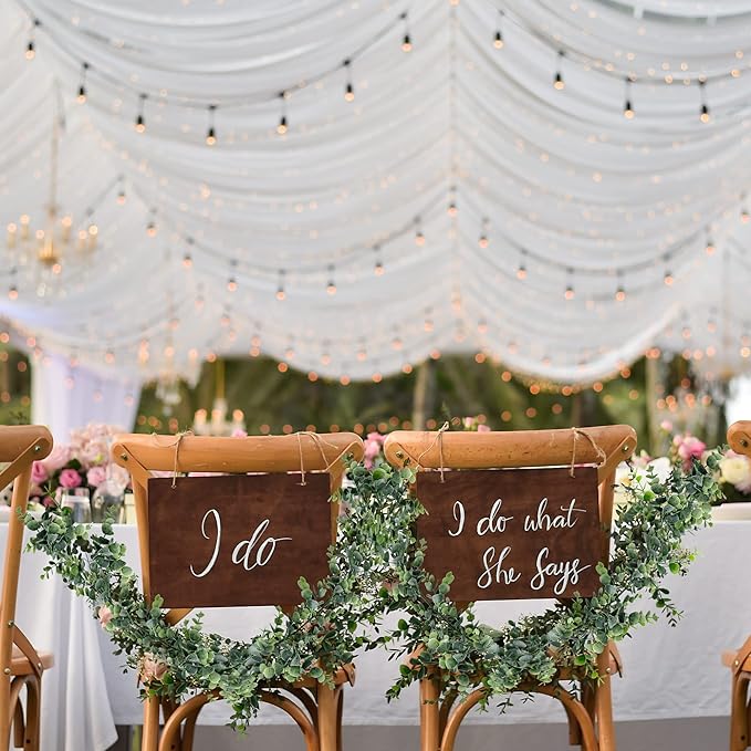 Sggvecsy Artificial Eucalyptus Garland 2 Pack Fake Eucalyptus Greenery Garland Faux Hanging Plants Artificial Vines, 6 Feet/Strand for Wedding Backdrop Arch Wall Table Party Outdoor Festival Decor