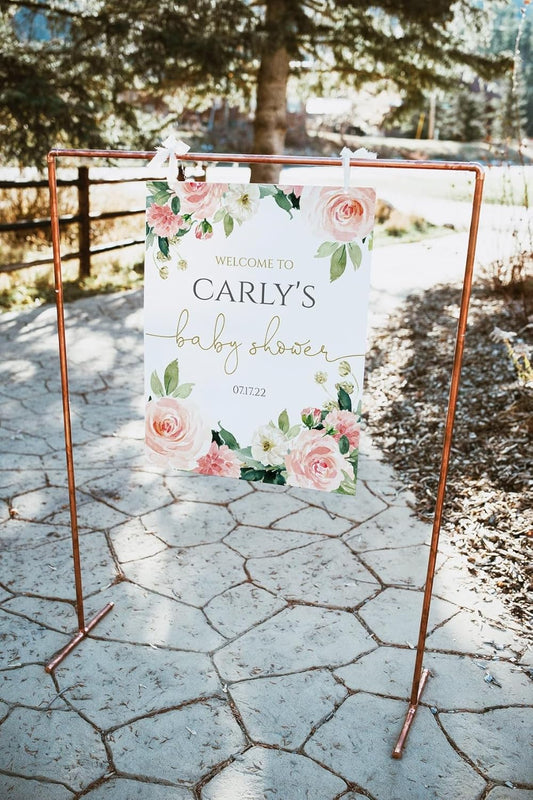 Editable Baby Shower Welcome Signs, Pink Floral Baby Shower Welcome Signs Printable, Girl Baby Shower, Personalized Welcome Signs for Baby, Plastic Sign, Baby Shower Decor, Instant Download 18x24"
