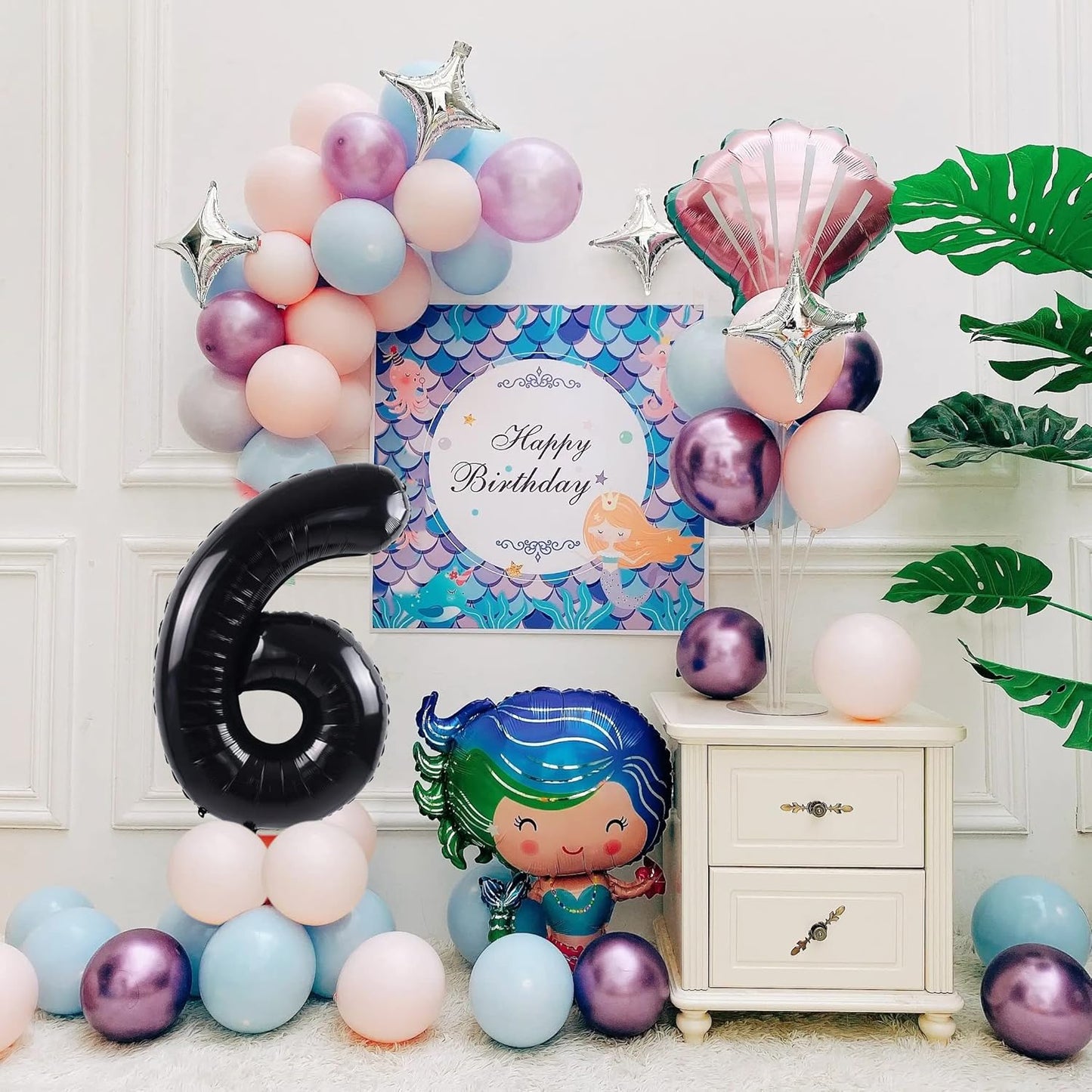 Smlpuame 40 inch Number Balloon 0-9 Black Large Number 6 Balloons,Digital Balloons for Birthday Party Celebration Decorations Supplies, Helium Foil Number Balloons for Wedding Anniversary