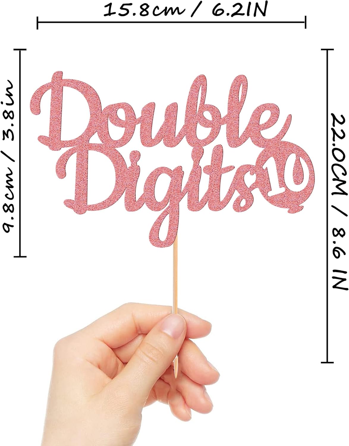 Double Digits 10 Cake Topper - Glitter Pink 10th Birthday Cake Decorations, Happy 10th birthday Cake Decor (Pink)