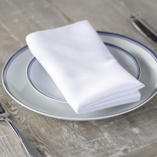 LA Linen 10-Pack Poly Poplin Napkin, Soft Cloth Napkins, Washable Reusable Napkins, Stain and Wrinkle Resistance Table Napkins for Dinner, Wedding, Parties, 17 by 17-Inch, White
