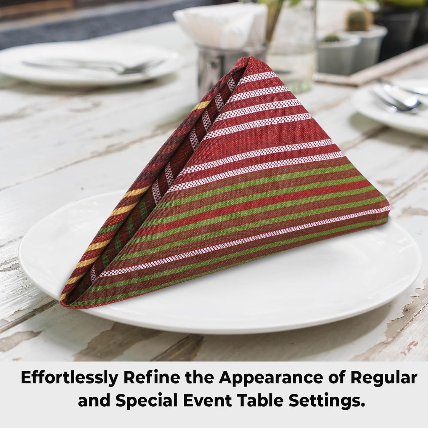 Urban Villa Fall ClothNapkins Stripes Print 100% Cotton Absorbent Dinner Napkins Set of 12 (20X20 Inches) Thanks Giving Napkins Soft Durable Washable Reusable Ideal for Everyday Use Wedding Parties