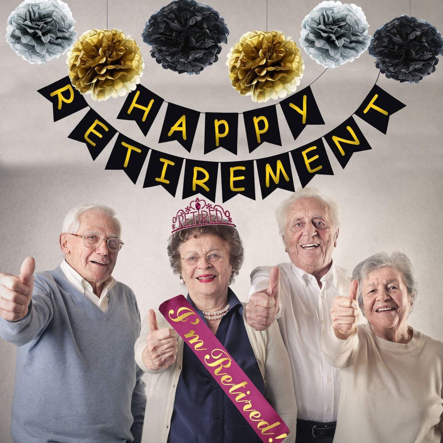 JETKONG Retirement Party Decorations Retired Tiara/Crown, Retired Sash for Women Retirement Gifts, Retirement Party Supplies, Gifts, Favors (Burgundy Red)