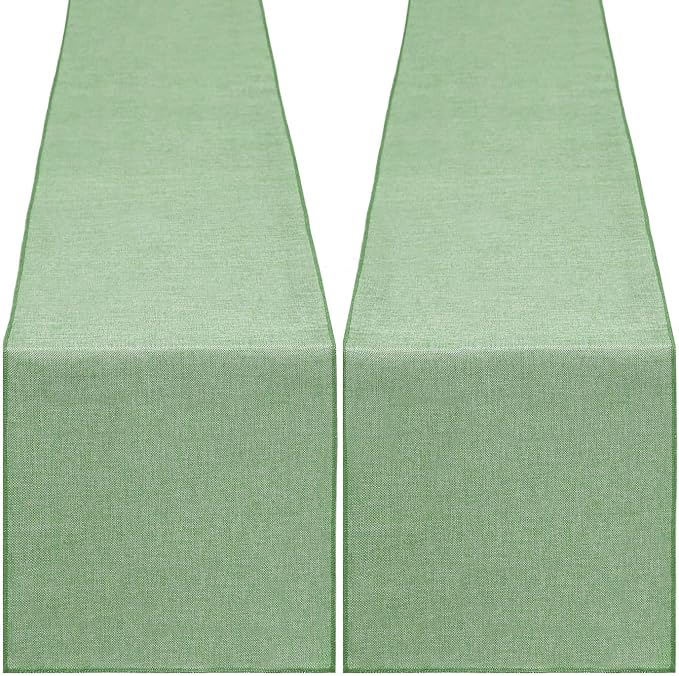 B-COOL Light Green Burlap Table Runner 2 Packs Rustic Farmhouse Fabric 13x108inch Rolls Party Garden Birthday Holiday Home Kitchen Decor