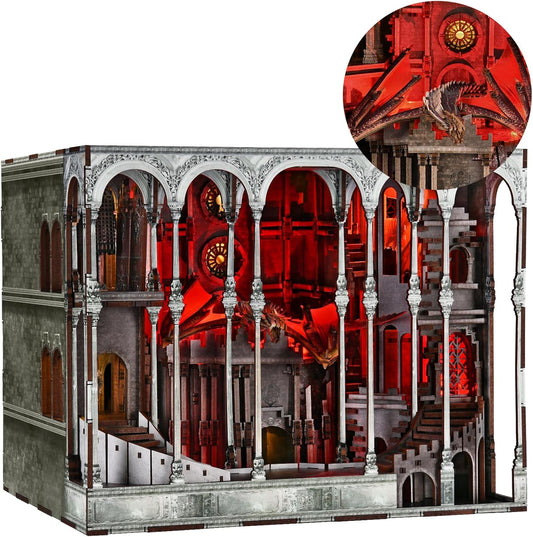 Book Nook Kit, DIY Miniature House Dollhouse Kit for Adult and Teens, Booknook Bookshelf Decor Castle Model Build with LED Light, Gifts for Family and Friends (Ember Castle)
