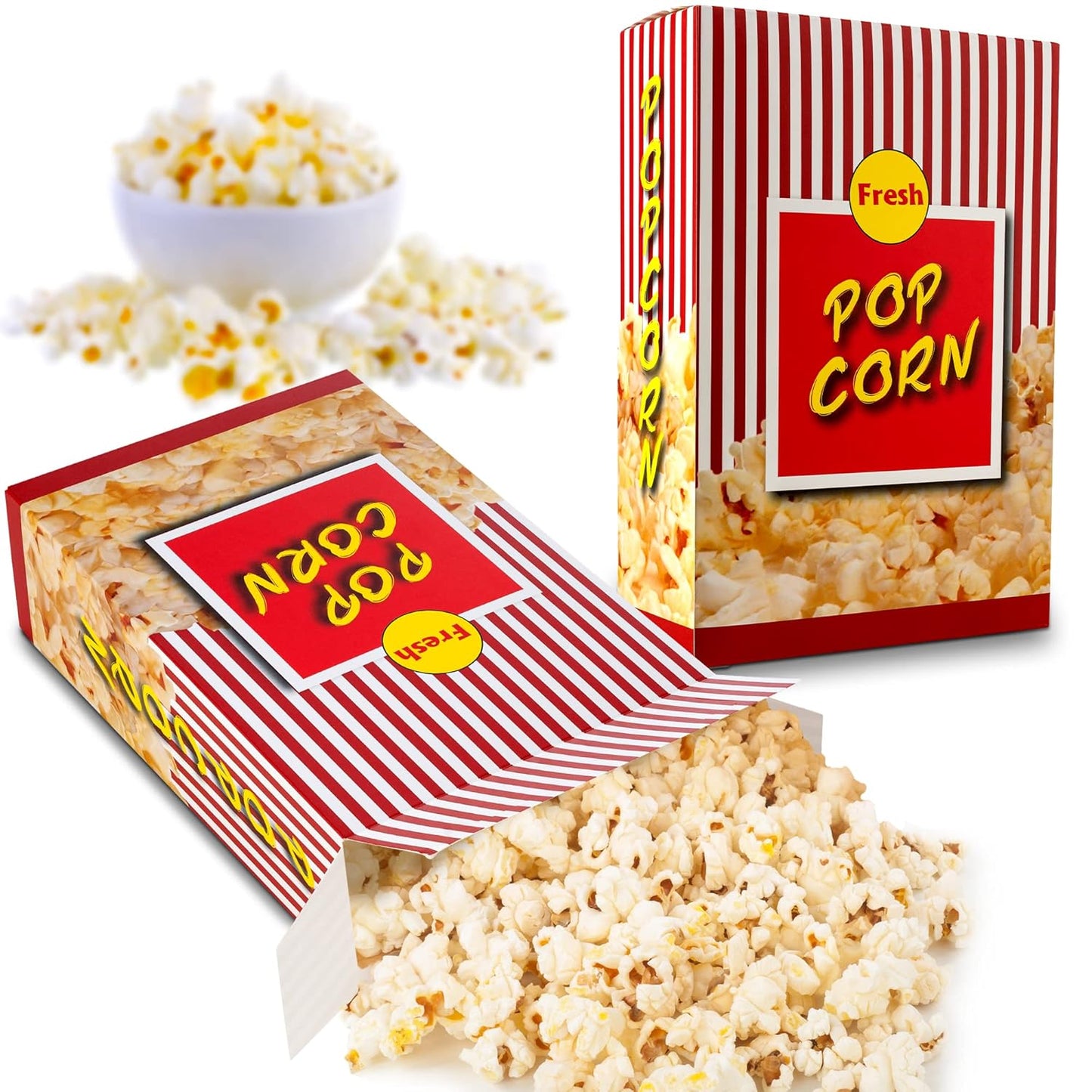 MT Products Popcorn Boxes 1.8 oz. - #3.5 Popcorn Buckets for Party - Pack of 25