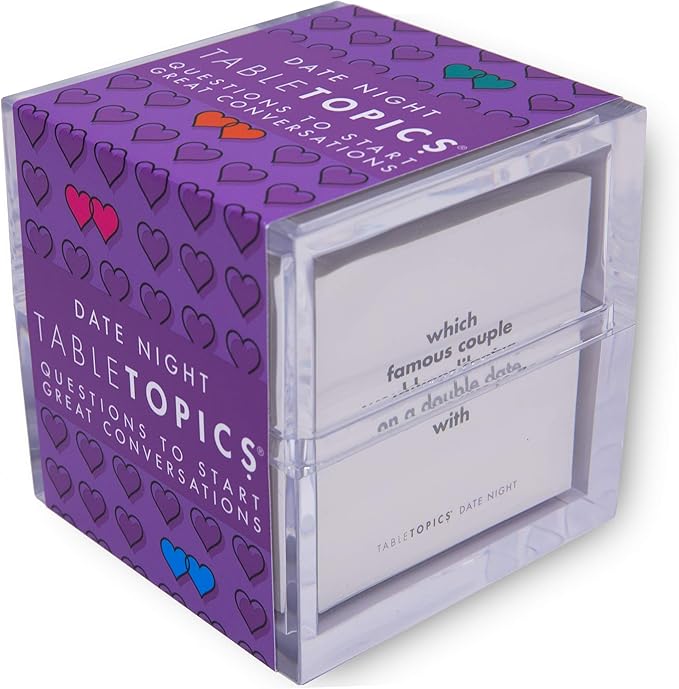 TableTopics Date Night Conversation Starter Card Game - 135 Questions for Romantic Evenings, Reconnect with Your Partner, Gift for Adult Couples Anniversaries & Valentine’s Day